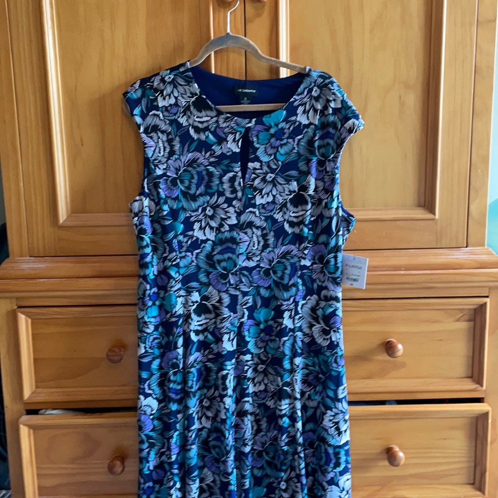 Liz Claiborne flair dress navy floral size XL NWT